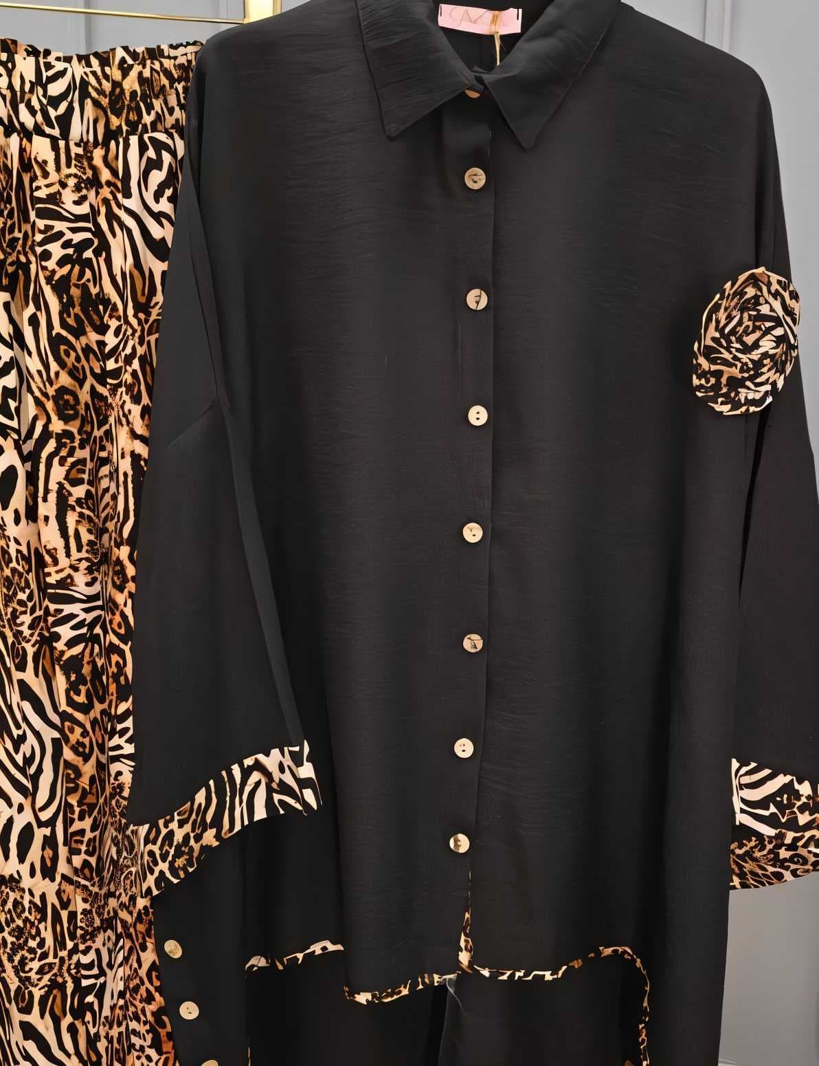 Tiger Linen Set black  48