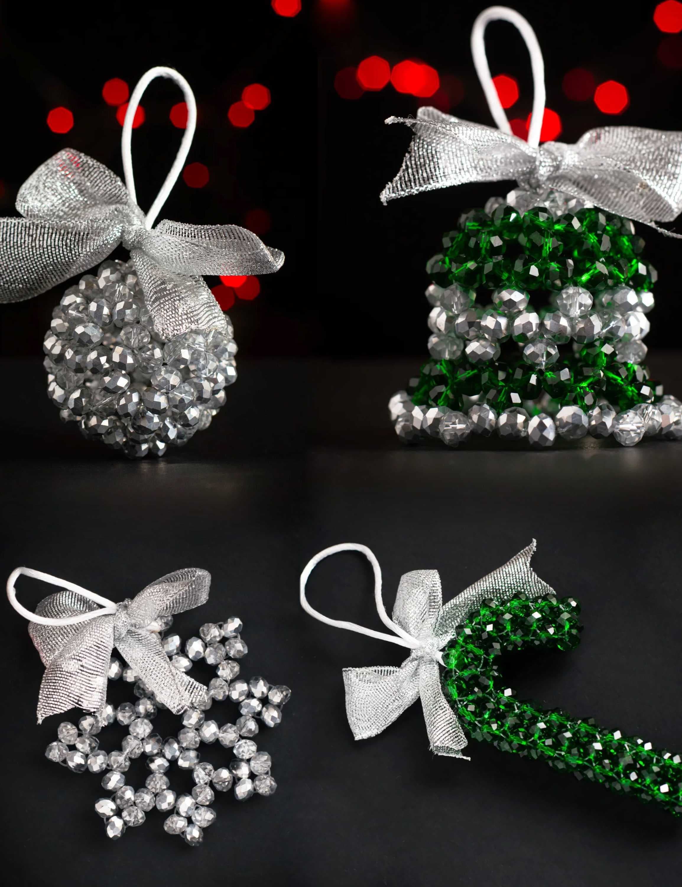 a collection of four beautiful Christmas ornaments