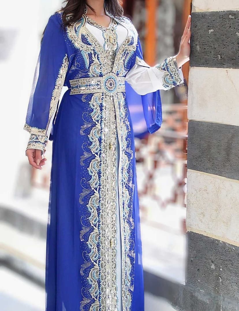 Long Moroccan kaftan olive  M - 2