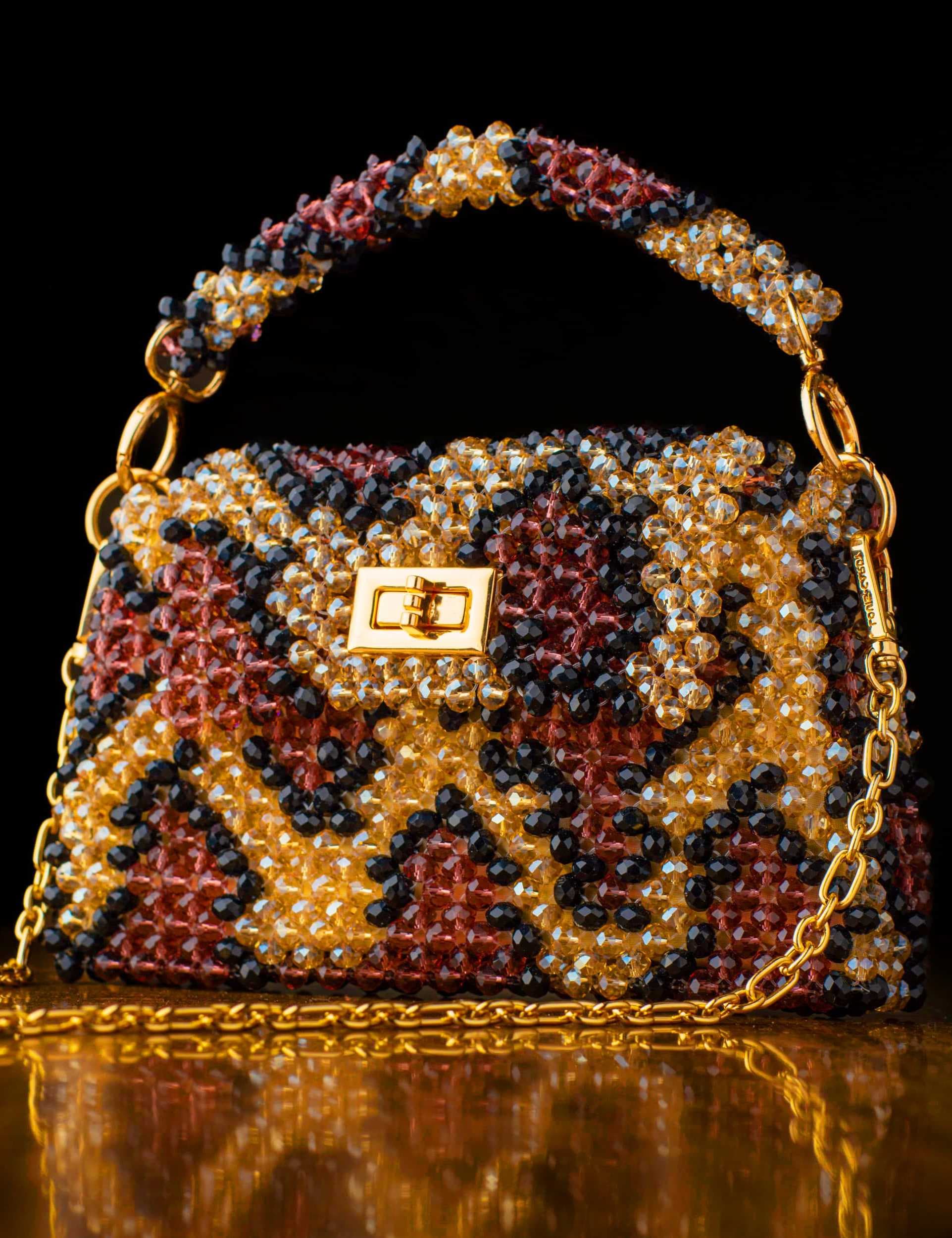 luxurious handbag is entirely handcrafted