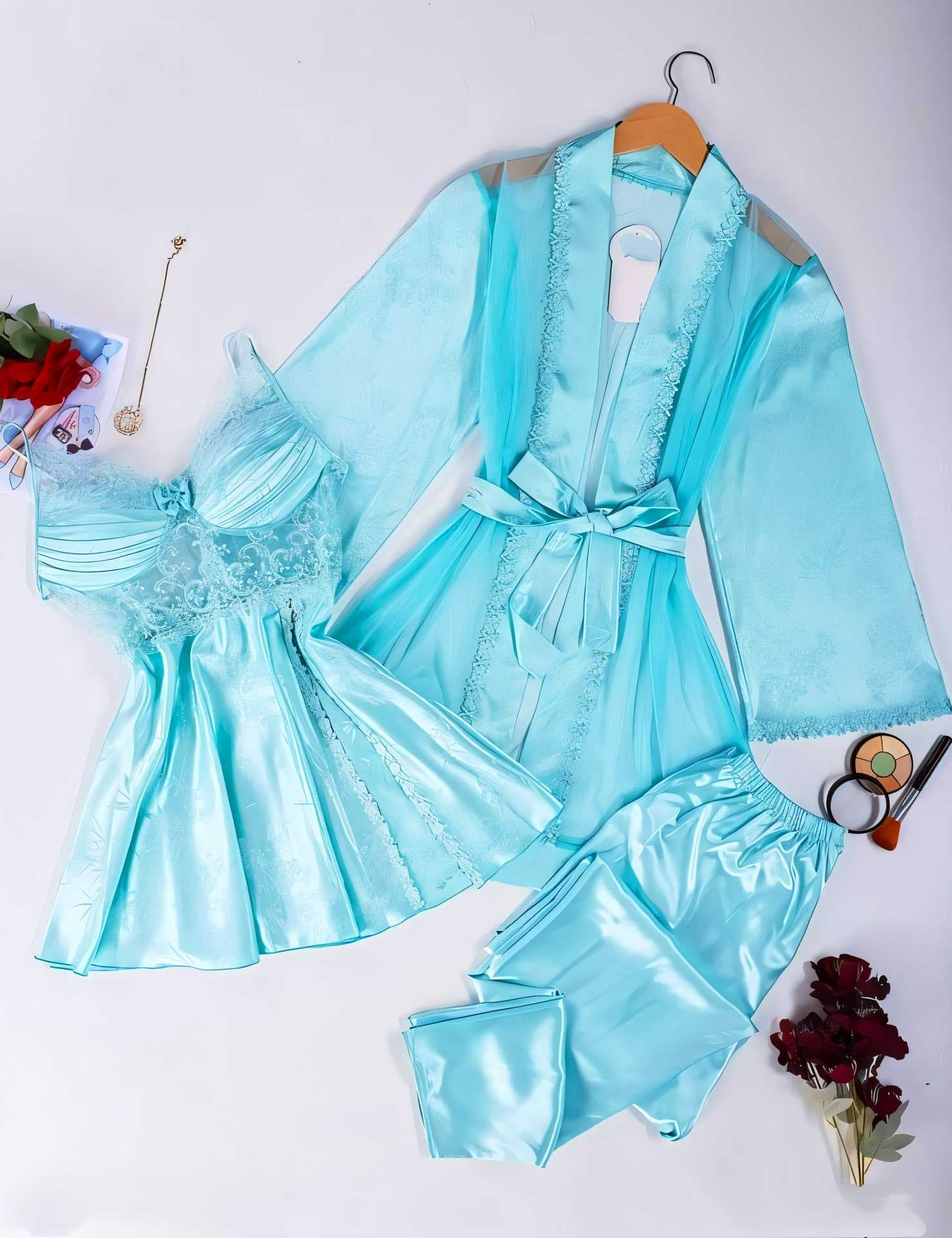 Distinctive lingerie set light Blue  XL