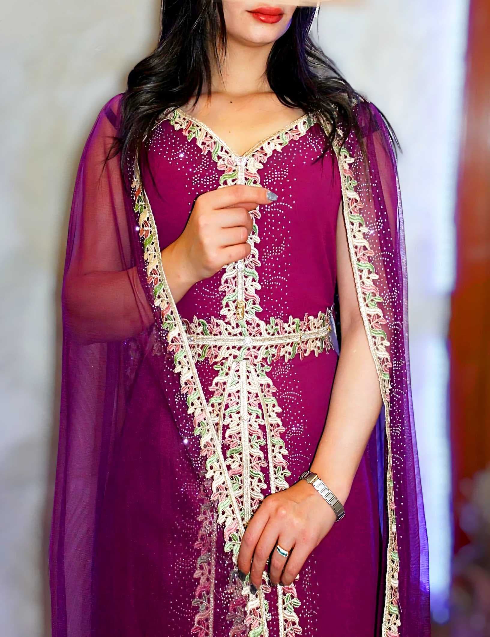 Silky Caftan burgundy color  M