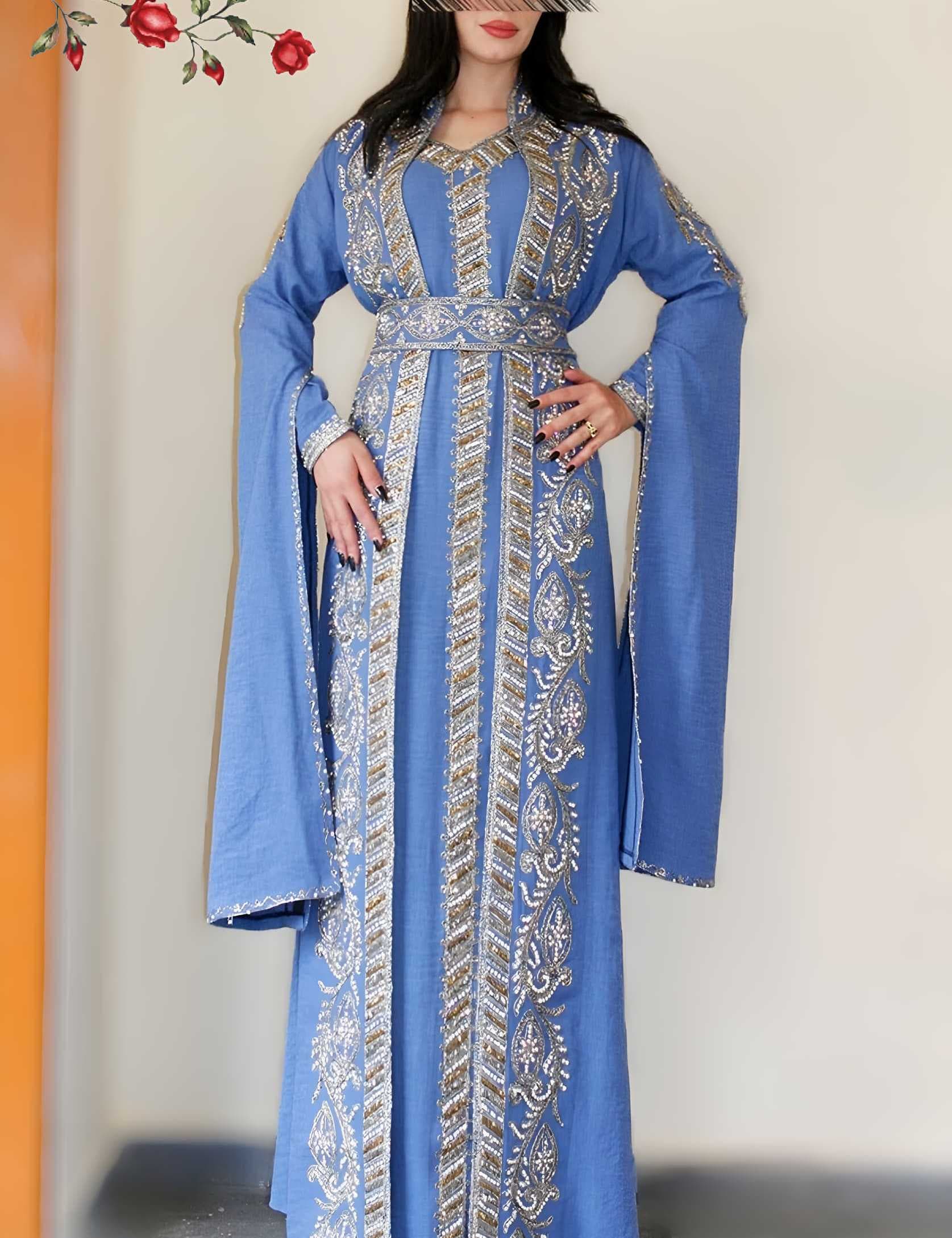 A luxurious Moroccan caftan Blue XL