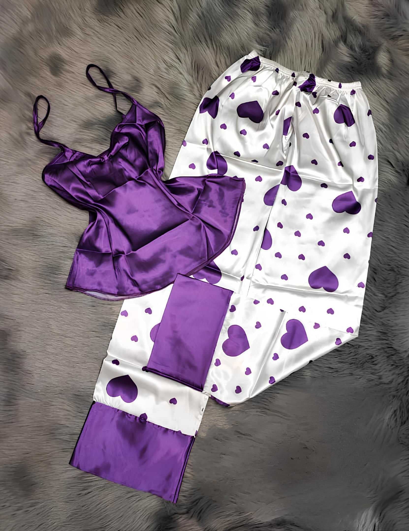 Women's satan pajamas purple 40