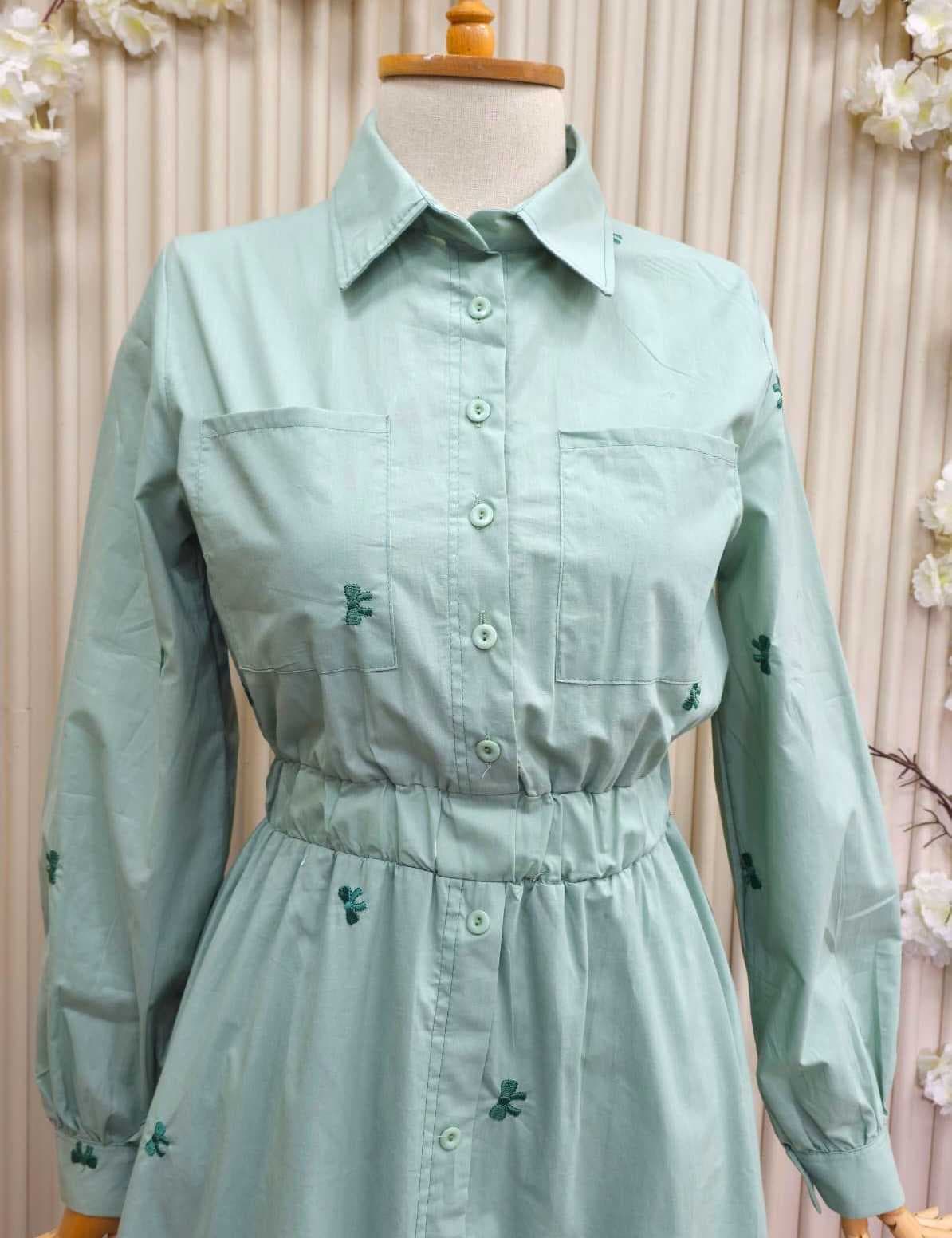 Fabric dress light green L