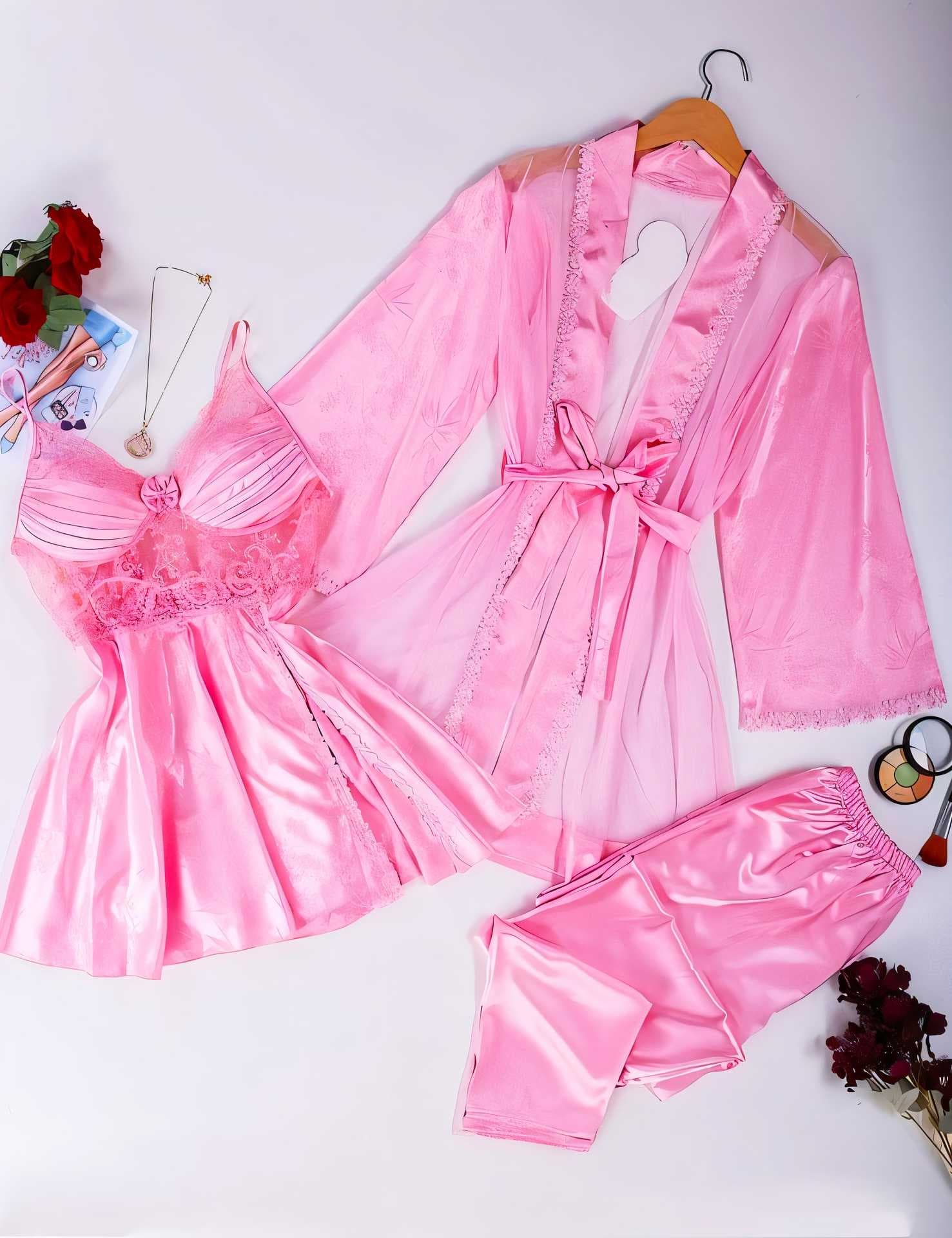 Distinctive lingerie set Pink XL